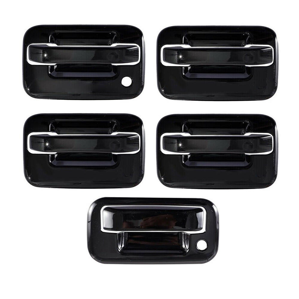 Gloss Black Door Handle & Tailgate Handle Covers For 2004-2014 Ford F150 (Without Keypad)