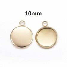 10 pcs. 304 Stainless Steel Golden Circle Settings Cabochons Pendants 10mm Pad