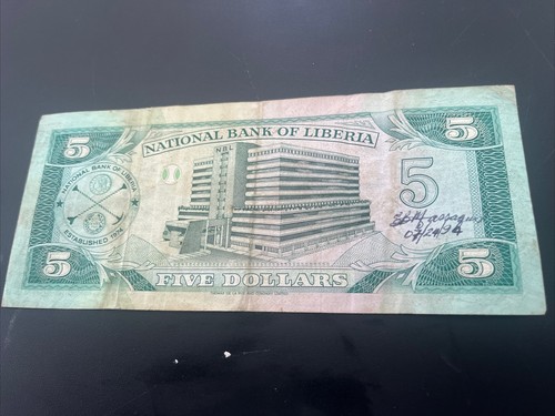 LIBERIA 5 DOLLARS 1989, Circulated, Ungraded. Nice Condition! - Picture 2 of 3