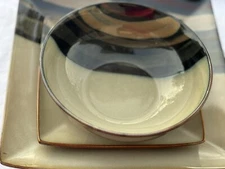 Sango Avanti Bl. Sq. Dinner Plates 12” Salad 7”  Bowl 9”  #4721 Preowned  Lot 6