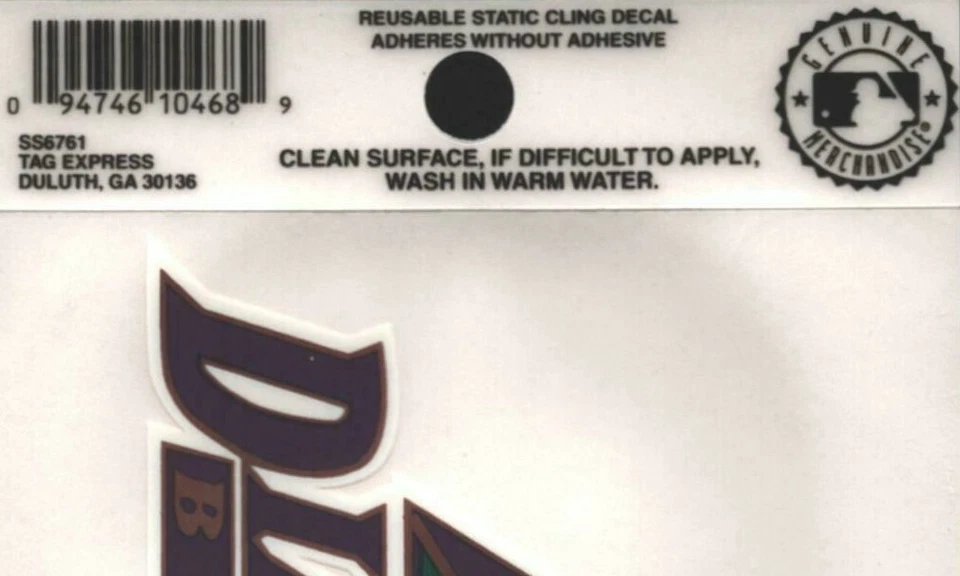 1995 Arizona Diamondbacks MLB Baseball Reusable Static Cling Decal New Vintage - Image 2 of 3