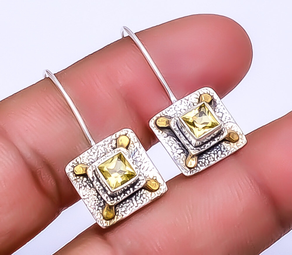 Citrine Two-Tone 925 Sterling Silver Earrings 1.95 Inch E_9338_131_57