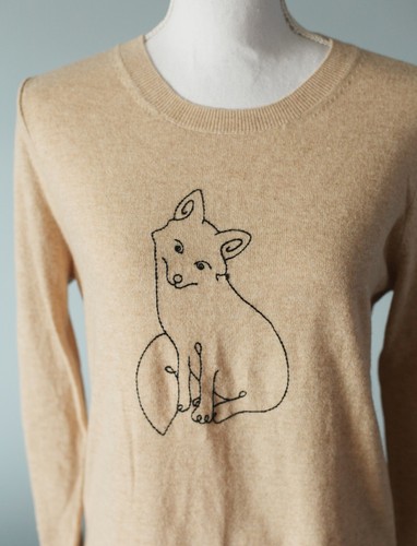 J Crew Size Medium Embroidered Fox 
