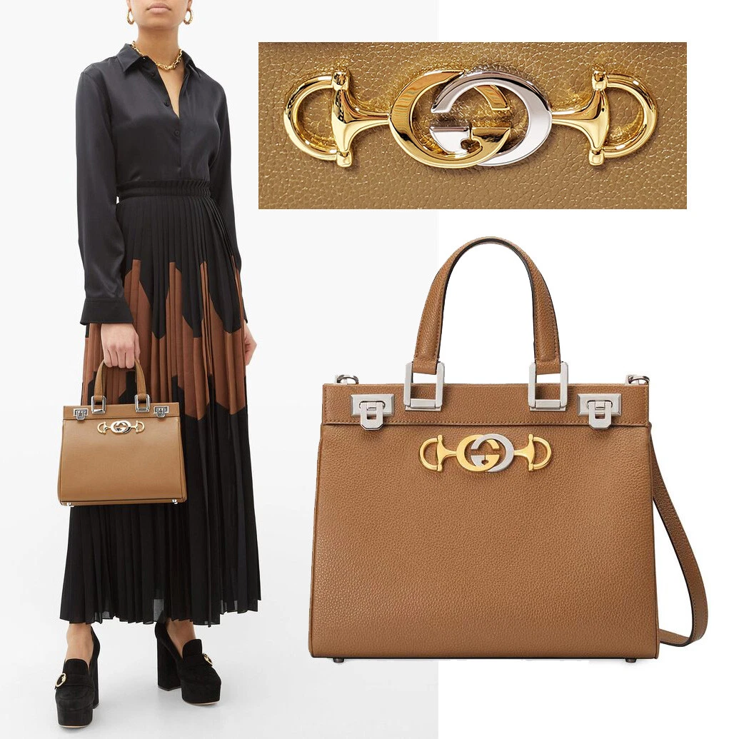 SAC GUCCI 569712 ZUMI PETIT CUIR TAUPE GRAINÉ POIGNÉE SUPÉRIEURE EMBOÎTABLE LOGO G