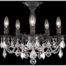 Lámpara de araña semi empotrada de cristal de teca dorada para comedor 5 bronce oscuro claro