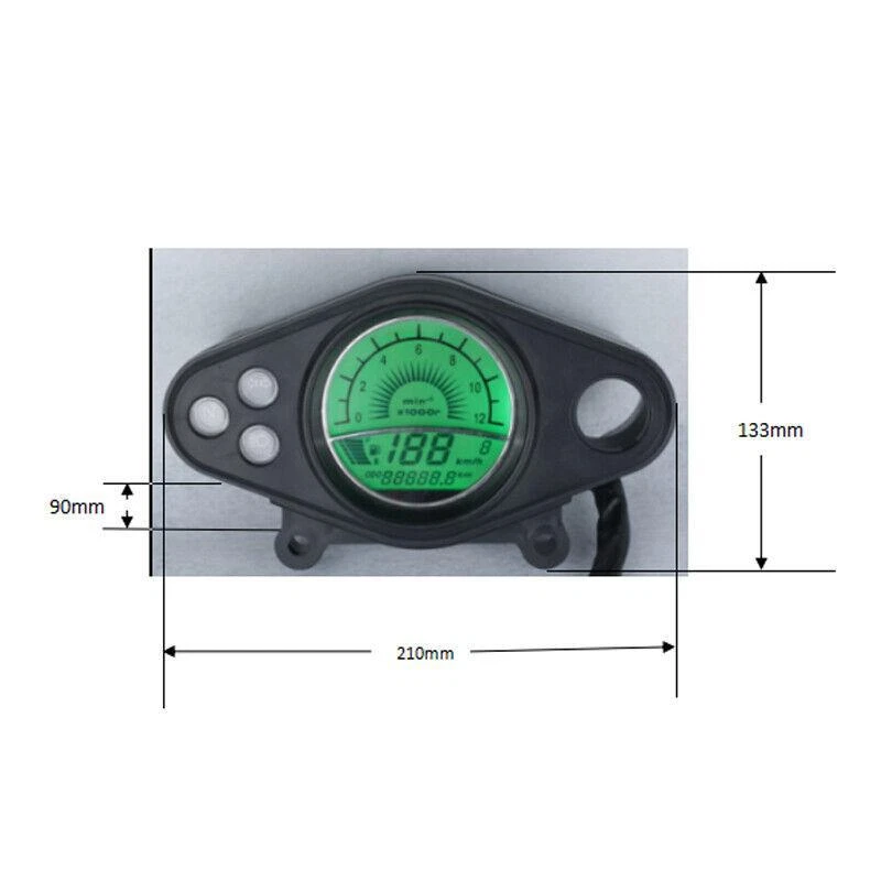 Motorcycle 12000RPM LCD Digital Odometer Speedometer Dual-process Instrument Set - Imagem 2 de 4