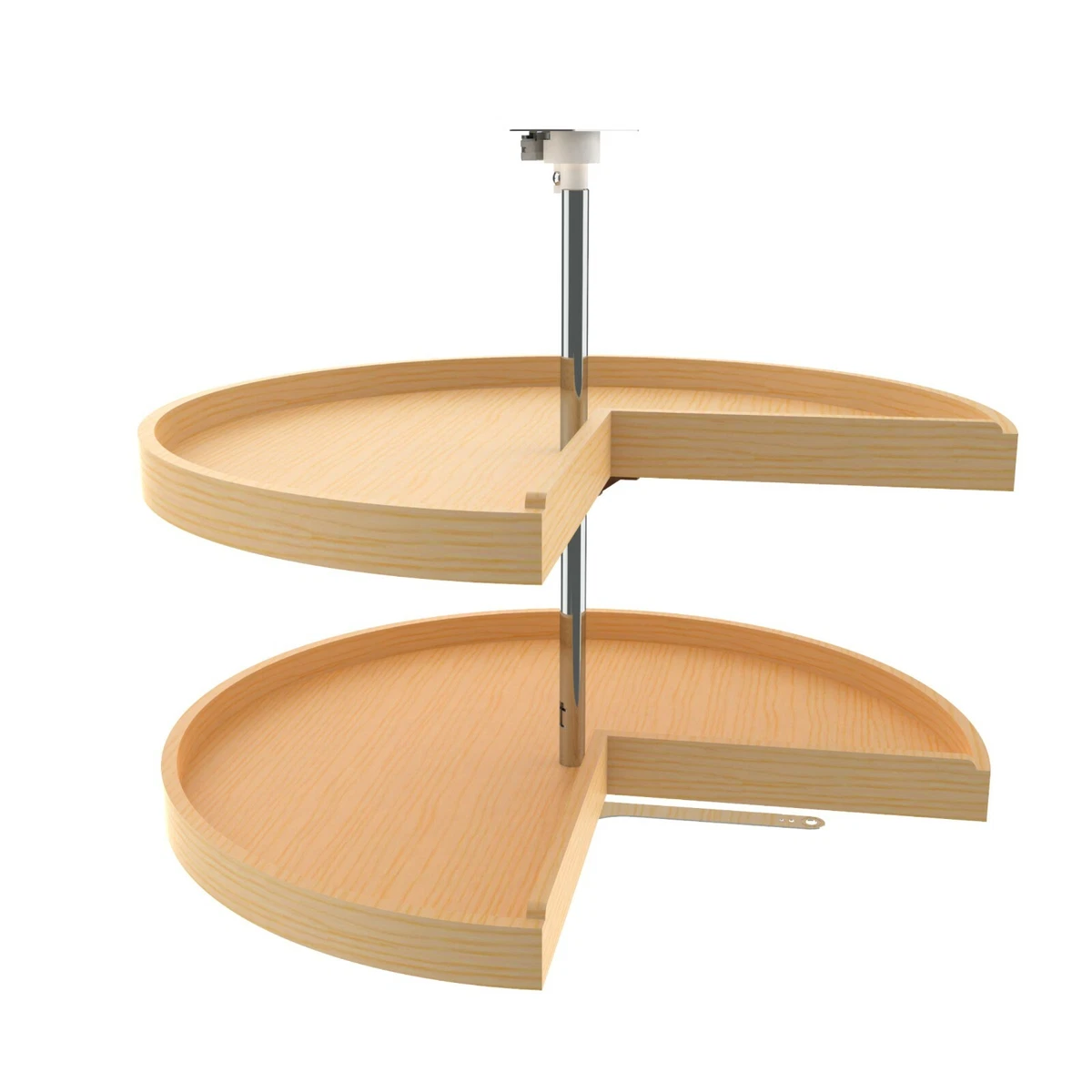 28 Inch Pie Cut Banded Wood 2 Shelf Lazy Susan for Kitchen Corner