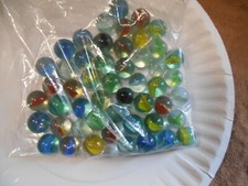 Vintage Cats Eye Marble Green Blue Glass Marbles Lot of 50 Marbles 5/8 Inch 16mm