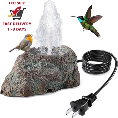 Fuente para baño de pájaros, fuente de agua de roca de granito de resina de