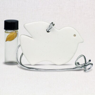 White Clay Dove Hanging Oil Diffuser with Peace Oil