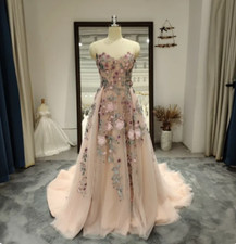 Flower Lace Wedding Dress Plus Size Custom-made Long Tulle Formal Gowns A-Line