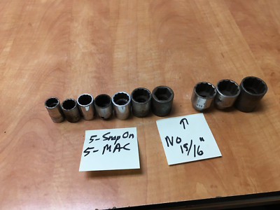 MAC Tools & Snap On  1/2'' Drive  SAE Shallow 10pc Socket Set 9/16'' to 1-1/8''