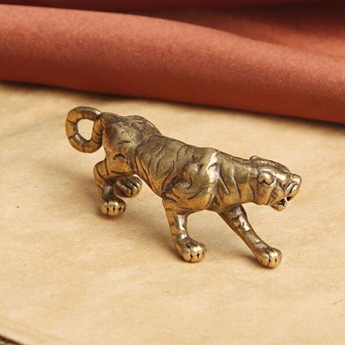 Massive Messing Tiger Figur Statue Tierfiguren Spielzeug Haus Schreibtisch Deko - Bild 4 von 6