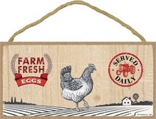 Farm Fresh EGGS with CHICKEN Farm Country Ranch Kitchen Sign 5"x10" NEW Wood 615