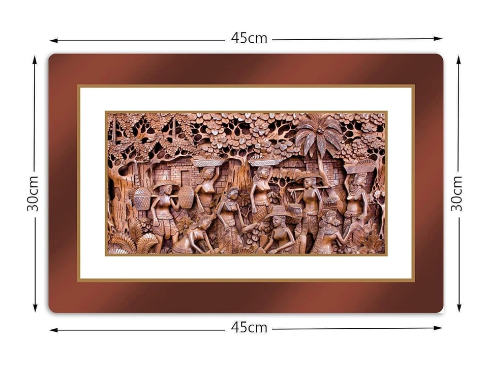 Plastic Wooden Print Dining Table Place Mats Brown 6 Mats US - Image 2 of 3