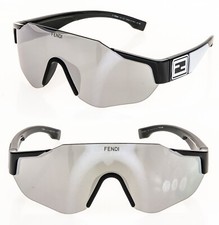 FENDI SPORT Baguette 40088 Black Silver Wrap Lanyard Mask Sunglasses FE40088U-Y