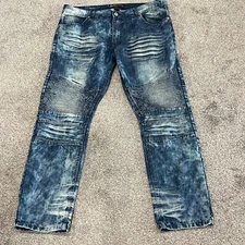 Bleecker Mercer Jeans Mens 40x32 Slim Skinny Fit Y2K Skater Moto Riding Pants