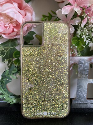 CaseMate Clear Gold Karat Twinkle Waterfall Wallet Case iPhone 11 Genuine EUC