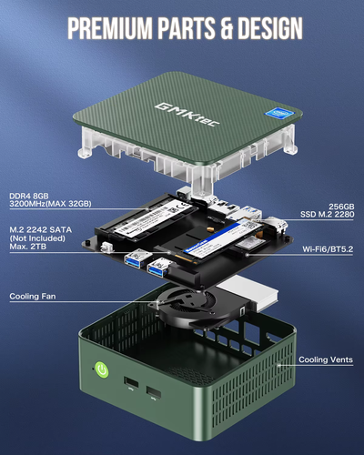 GMKtec G3 Mini PC Intel N100 Desktop Computer 8GB DDR4 256GB SSD Windows 11 Pro - Picture 12 of 17
