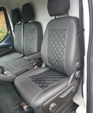 Sitzbezüge Kunstleder Schwarz mit Blau Faden passend für Fiat Ducato ab 2014