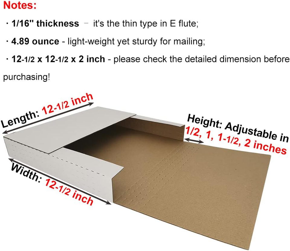 50 Pack Vinyl Record LP Shipping Mailer Boxes Perfect for Mailing