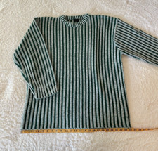 Y2K Hip Hop Chunky Knit Men's Pullover Sweater Southpole Green White Stripes XL