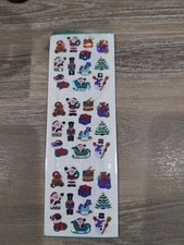 Vintage Sandylion Christmas Bear Santa Halographic Stickers NIP One Full Sheet