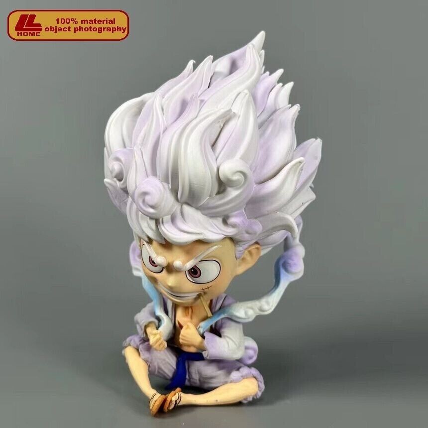 Anime OP Monkey D Luffy Gear 5th Nika Sit Cute Figure Statue