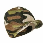 Mens Camouflage Peaked Beanie Hat Winter Warm knitted Camo Cap Army Style