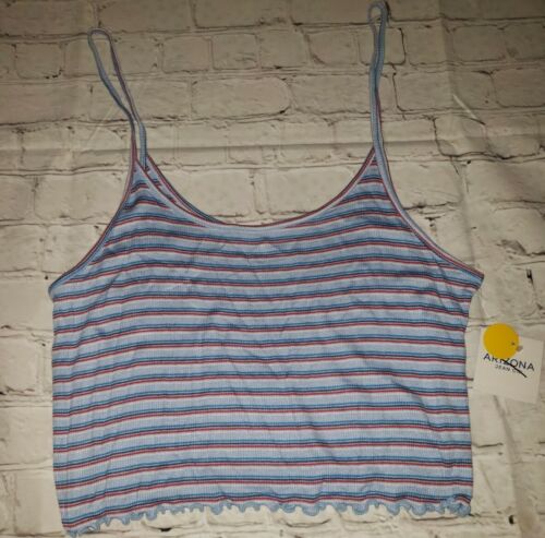 NWT Jrs Arizona Jean Co Size Large Spaghetti Strap Lettuce Edge Crop Top