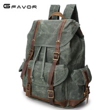 Vintage Outdoor Men Hiking Travel BackPack Rucksack Waxed Canvas School Bag
