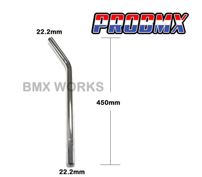 ProBMX Seat Post Chrome 22.2mm x 450mm Chrome Moly Layback Old