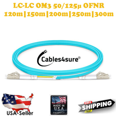 LC to LC MULTIMODE OM3 AQUA 10GB FIBER OPTIC  CABLE 120m,150m,200m,250m,300m