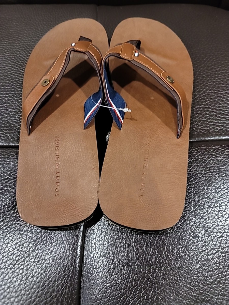New Tommy Hilfiger Brown Sandals Flip Flops Men display picture 2
