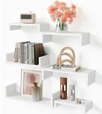 White Floating Shelves For Wall Set Of 6 Wall Shelves Modern Display Wood