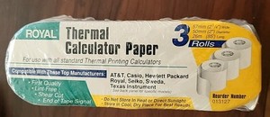  NEW SEALED PACKAGE Royal Thermal Calculator Paper 3 Rolls