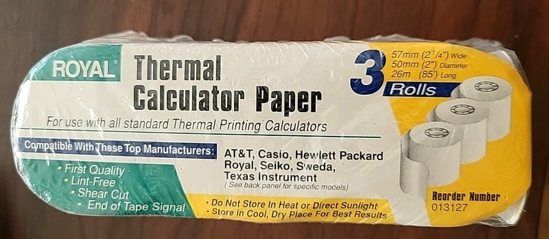  NEW SEALED PACKAGE Royal Thermal Calculator Paper 3 Rolls