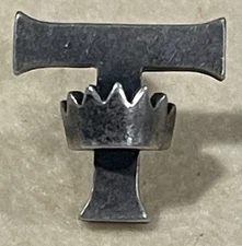 Retired James Avery Initial "T” With Crown Tie Tack Lapel Pin~Sterling Silver