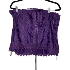 Fredericks of Hollywood Corset Womens 44 Purple Lace Up Damask Burlesque Gothic