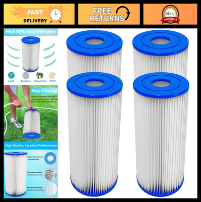 Type A/C Pool Filter Cartridges for Intex & Bestway - 4 Pack Replacement Filters