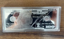 2012 USD BANK NOTE $100 DOLLAR FEDERAL RESERVE NOTE 4 TROY OZ .999 FINE SILVER 87.50 per troy oz