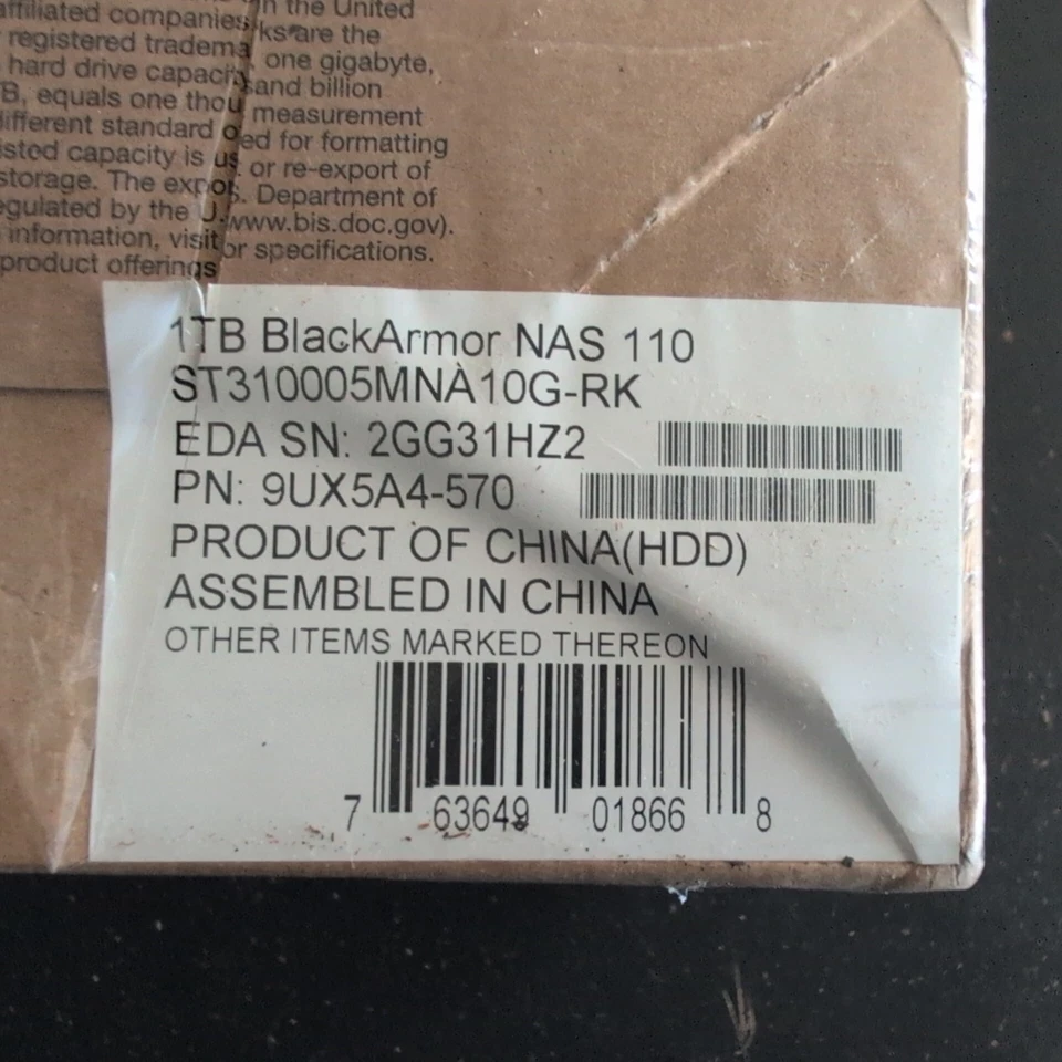 Seagate 1TB BlackArmor NAS 110 Gigabit Ethernet NEW NIB - Image 2 of 4