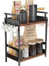 2 Tier Coffee Bar Organizer Home Office Spice Rack Countertop Kitchen Counter