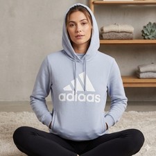 Adidas Women's Small Light Blue Large Format Light blue Logo Hoodie