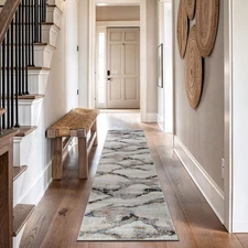 Contemporary Gray Striated Area Rug Durable, Kid & Pet Friendly 2' 3" X 12' Runn