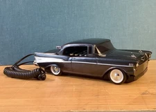 Telemania Phone 57 Chevy Black Landline Push button w Cord Retro 10” By 4” EUC