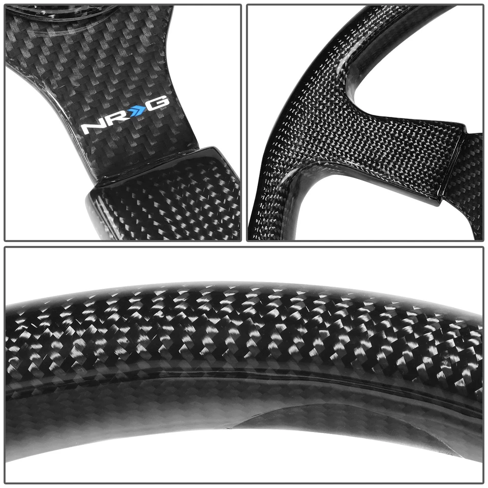 NRG INNOVATIONS 350MM PLATO PLANO 6 ORIFICIOS FIBRA DE CARBONO VOLANTE 3 RADIOS NEGRO Foto 3 de 4