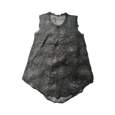 IRO Women's Black Sheer Lace Sleeveless Round Neck Tank Top, 38 Regular