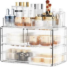 Stackable Cosmetic Organizer, Acrylic Cosmetic Organizer for Dresser, Vanity, Ki