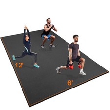Large Workout Mat 12'x6'x7mm Exercise Mat for Home Gym Workout Flooring All P...
